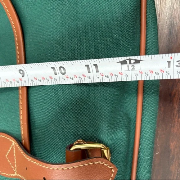 Polo Ralph Lauren Green Canvas Messenger Bag With Brown Leather Trim - Picture 14 of 14